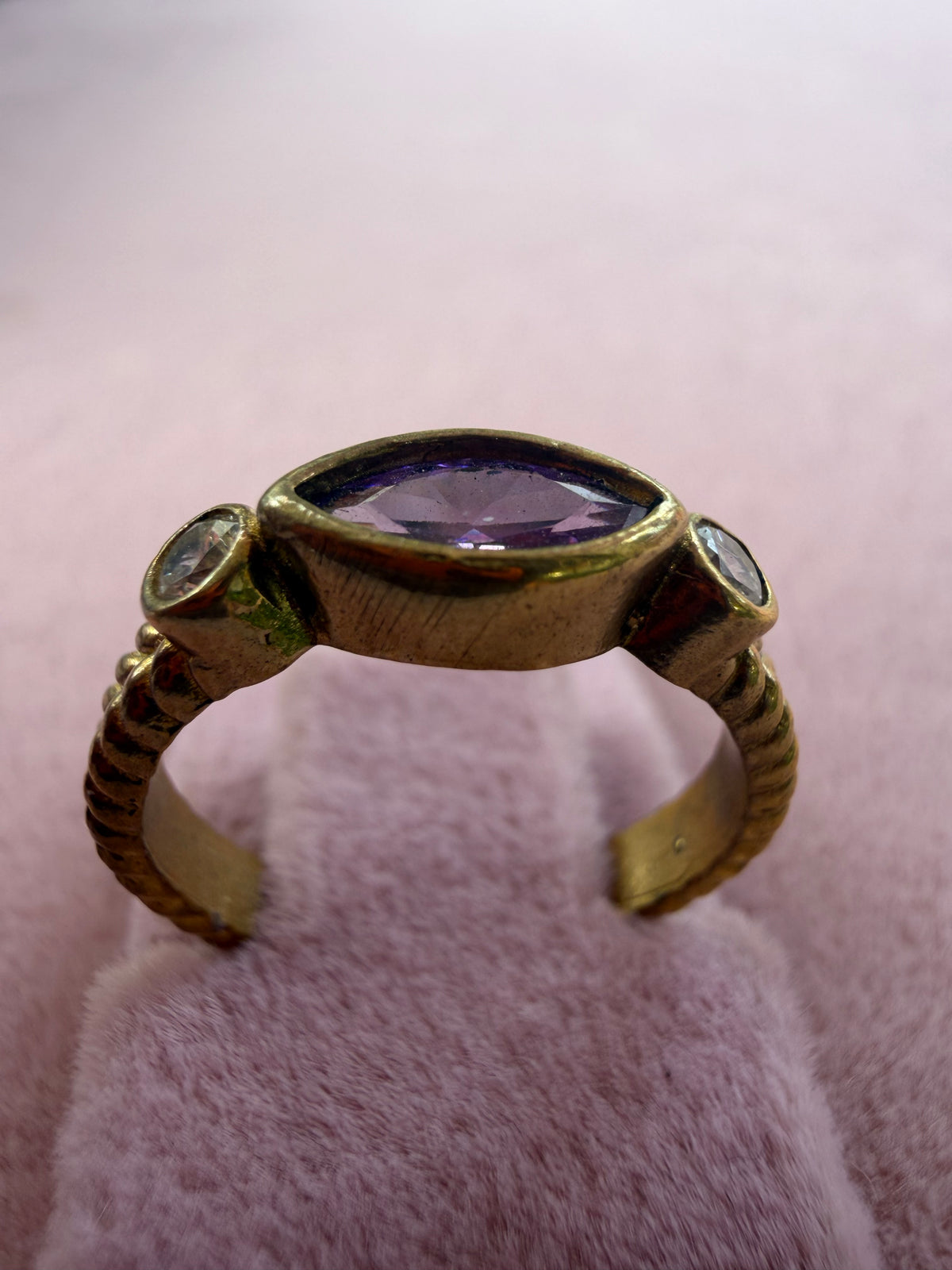 Amethyst Purple Marquise Adjustable Gold Ring