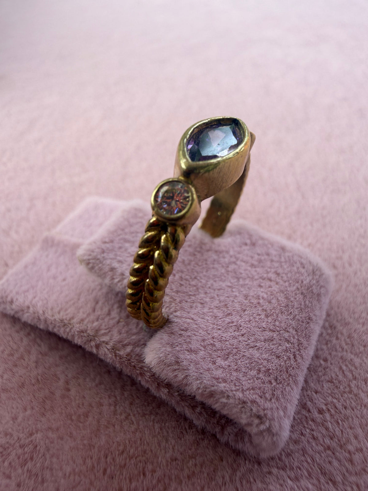 Amethyst Purple Marquise Adjustable Gold Ring