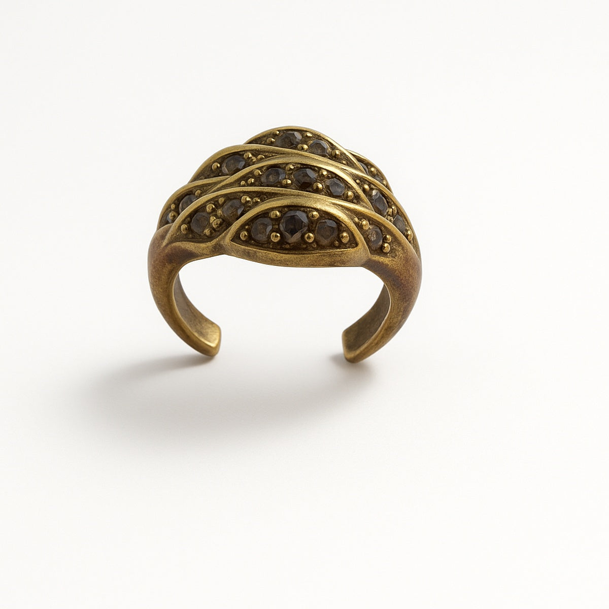 Gold Crystal Dome Ridge Adjustable Ring