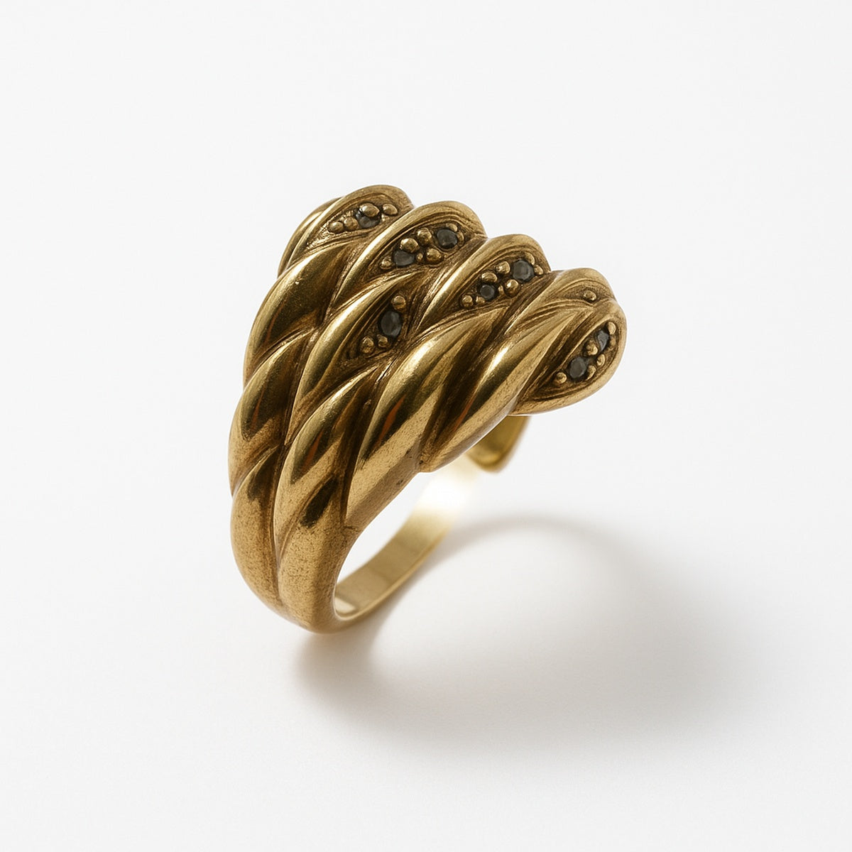 Gold Crystal Dome Ridge Adjustable Ring