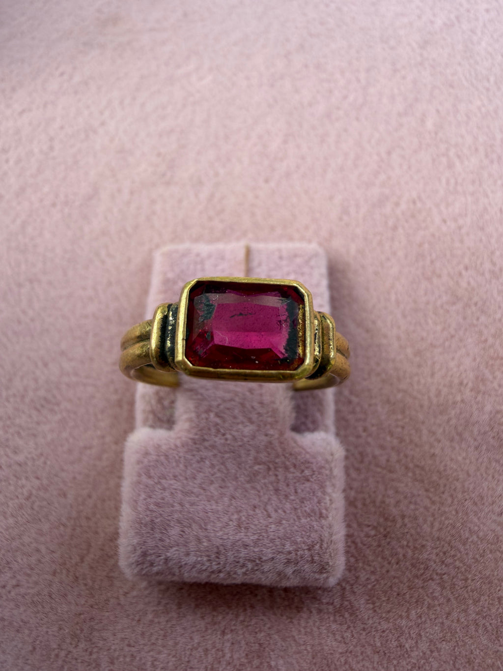Gold Ruby Emerald Cut Ring