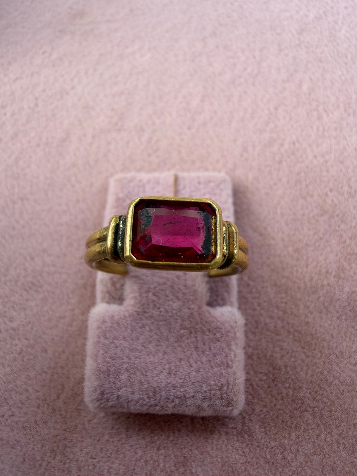 Gold Ruby Emerald Cut Ring
