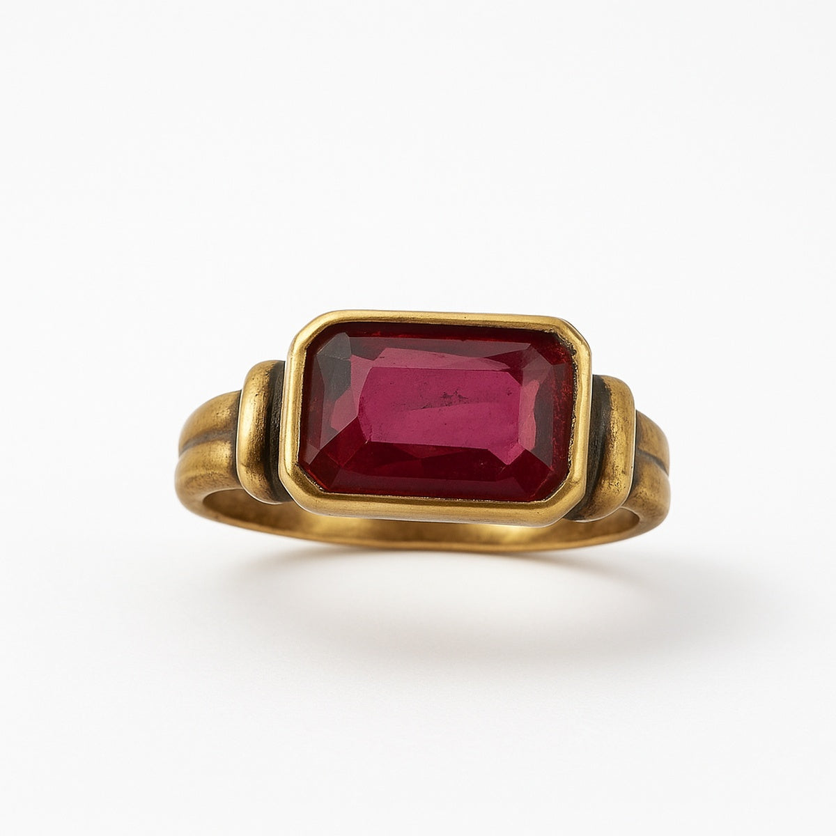 Gold Ruby Emerald Cut Ring