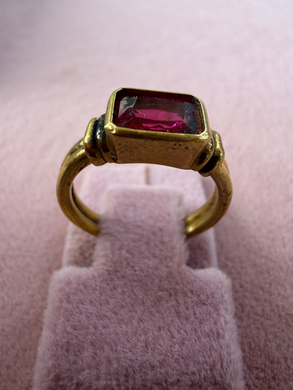 Gold Ruby Emerald Cut Ring