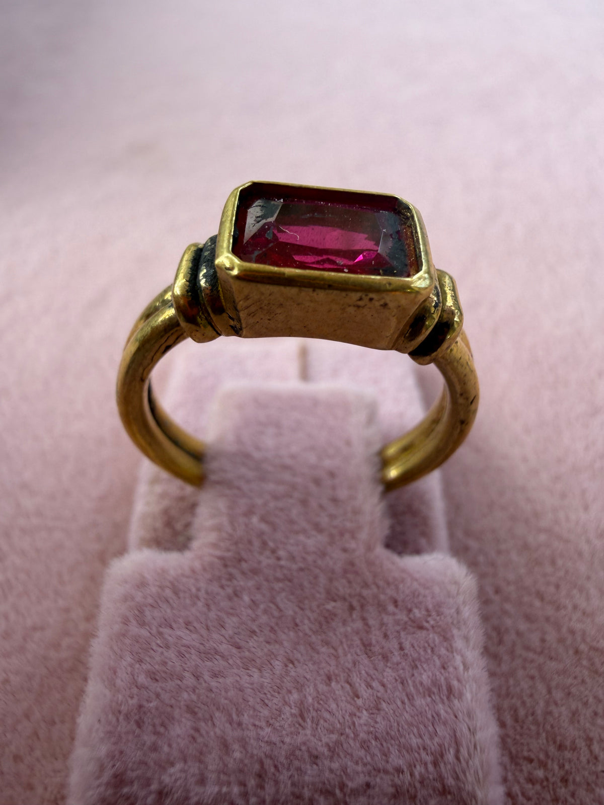 Gold Ruby Emerald Cut Ring