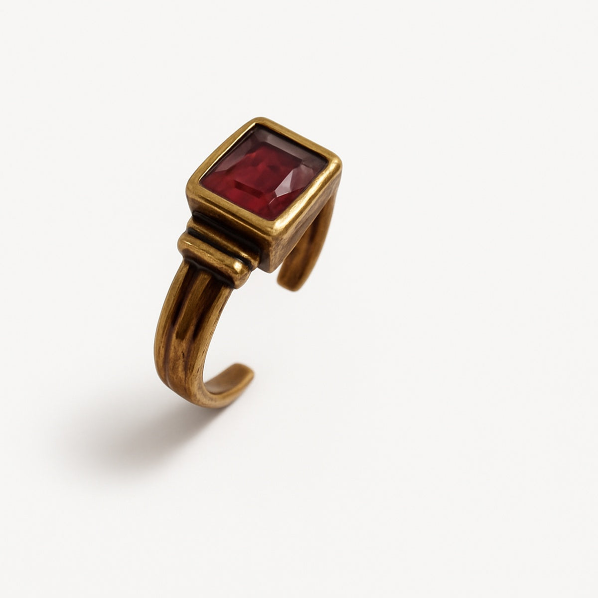 Gold Ruby Emerald Cut Ring