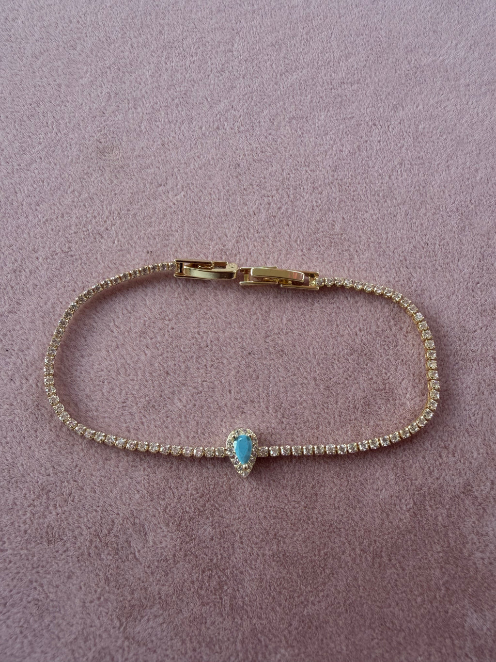 Turquoise Teardrop Crystal Tennis Bracelet
