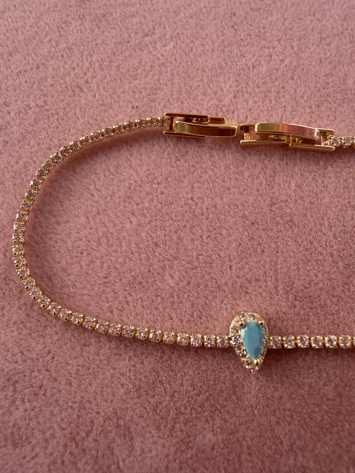 Turquoise Teardrop Crystal Tennis Bracelet