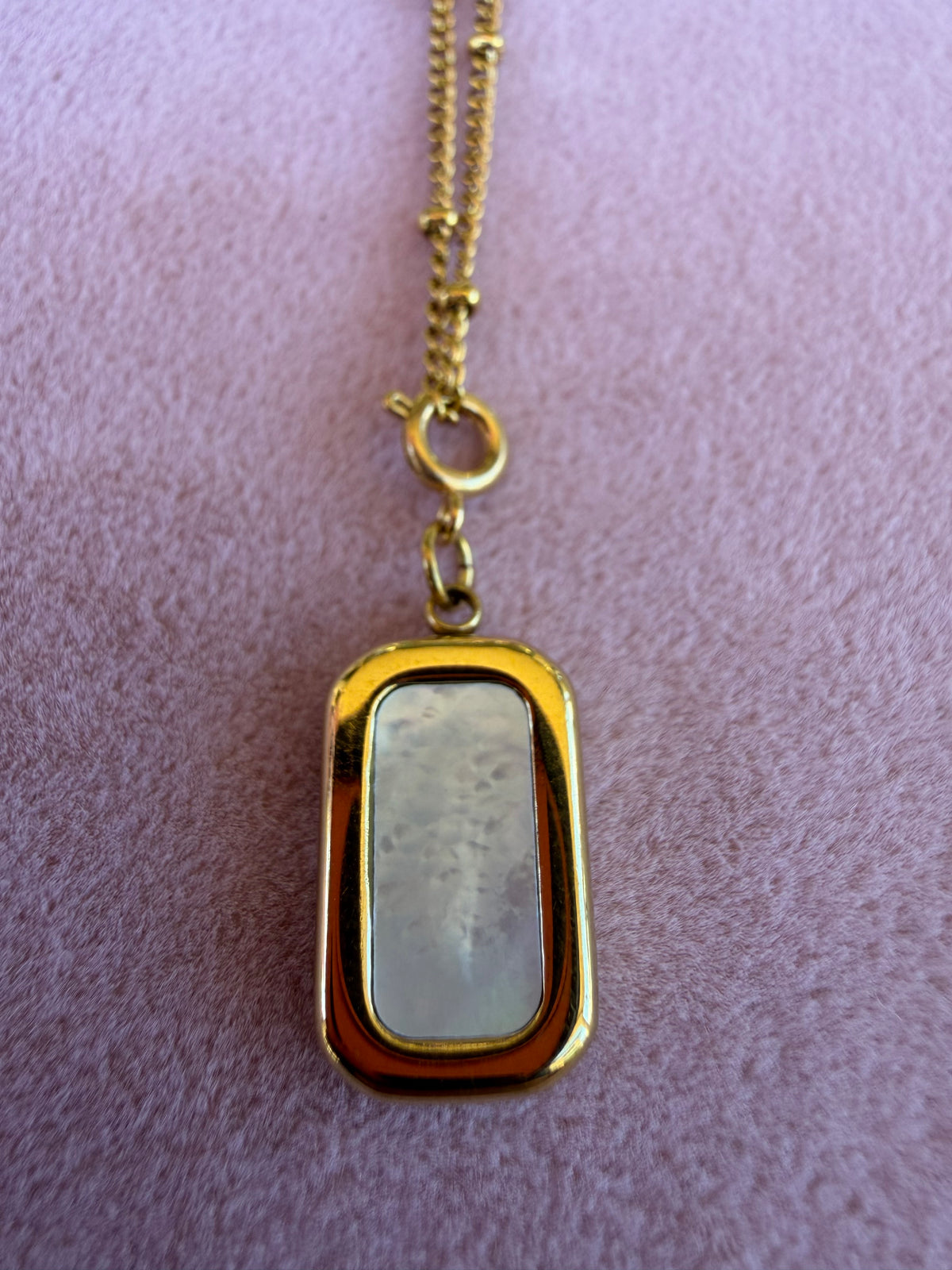 Gold Rectangular Crystal Stone Pendant Necklace