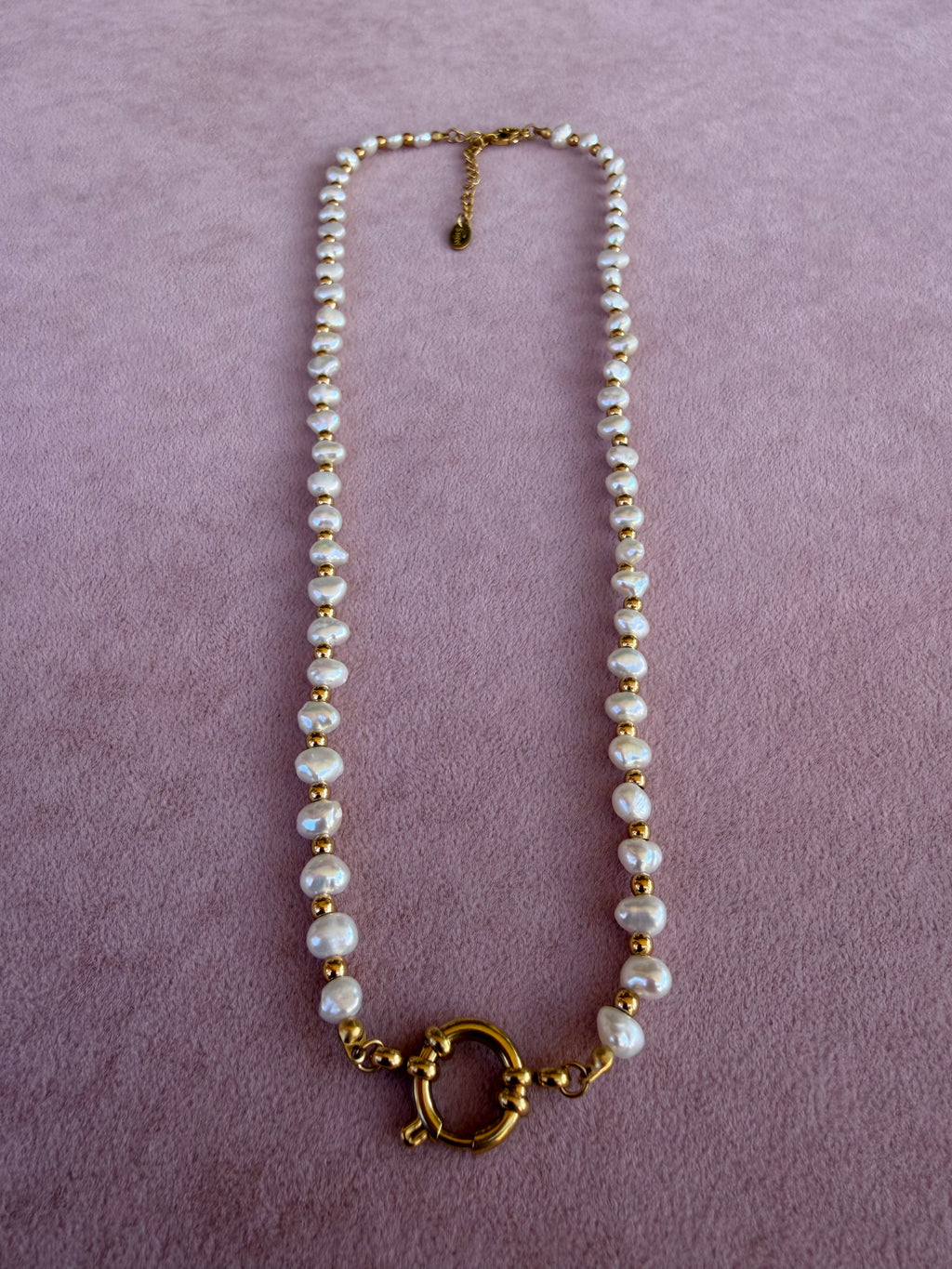 Freshwater Pearl Necklace with Gold Spring Ring Clasp