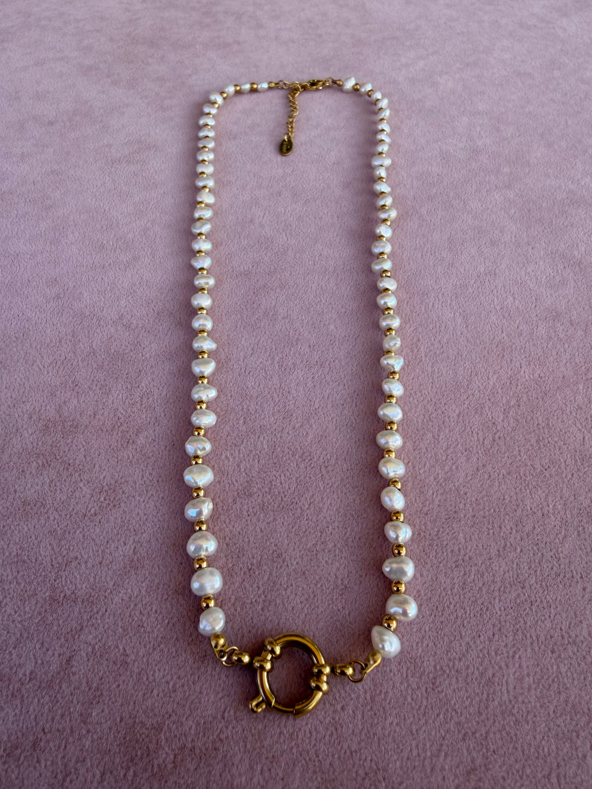 Freshwater Pearl Necklace with Gold Spring Ring Clasp