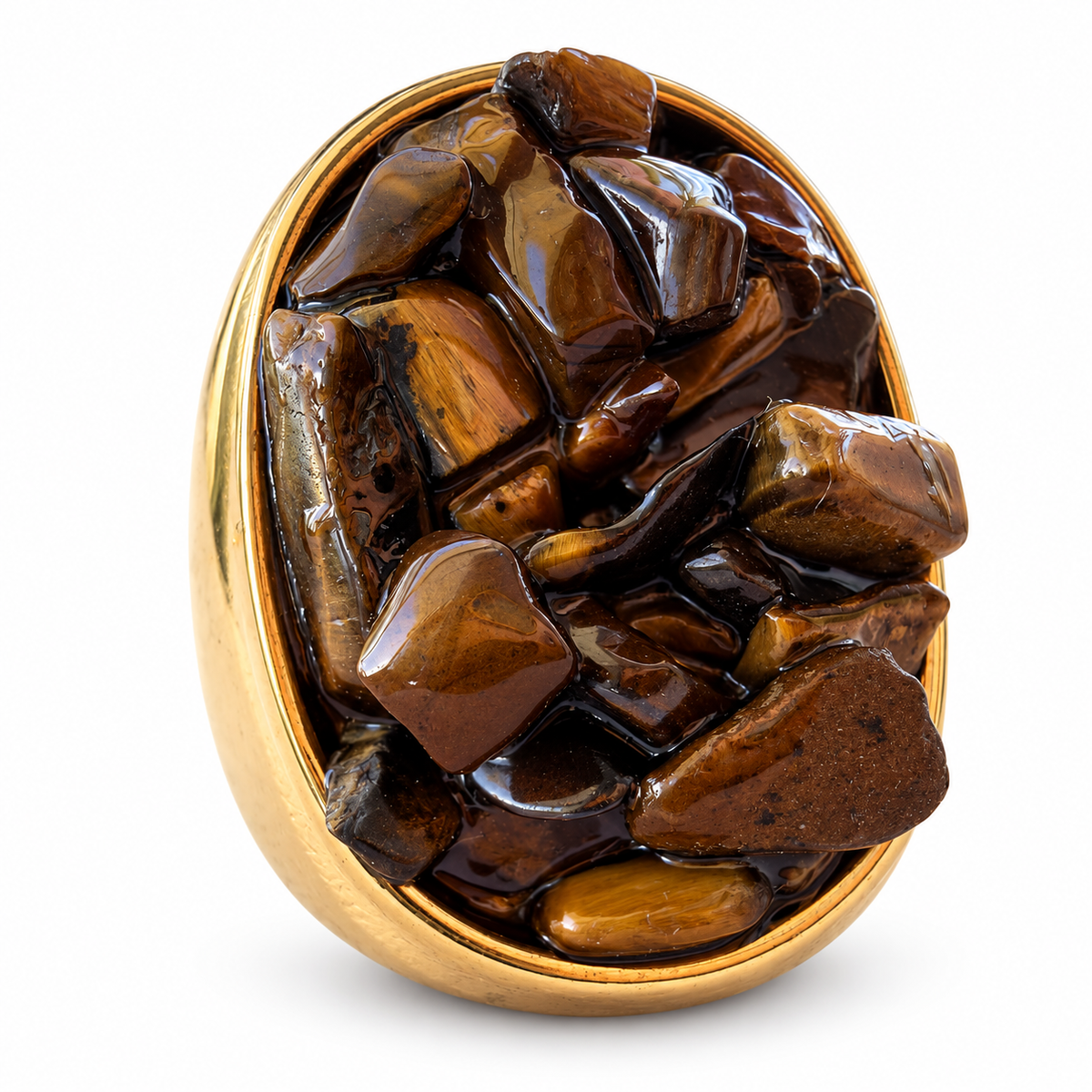 Gold Tiger Eye Cluster Ring front view