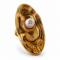 Gold Swirl Pearl Ring front view