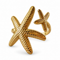 Gold Double Starfish Ring front view