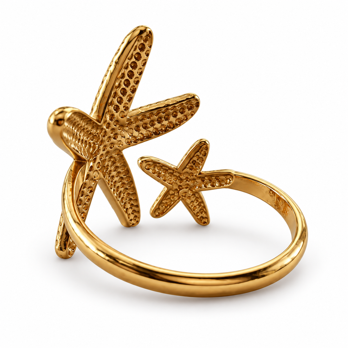 Gold Double Starfish Ring back view