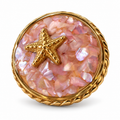 Gold Pink Stone Starfish Statement Ring front view
