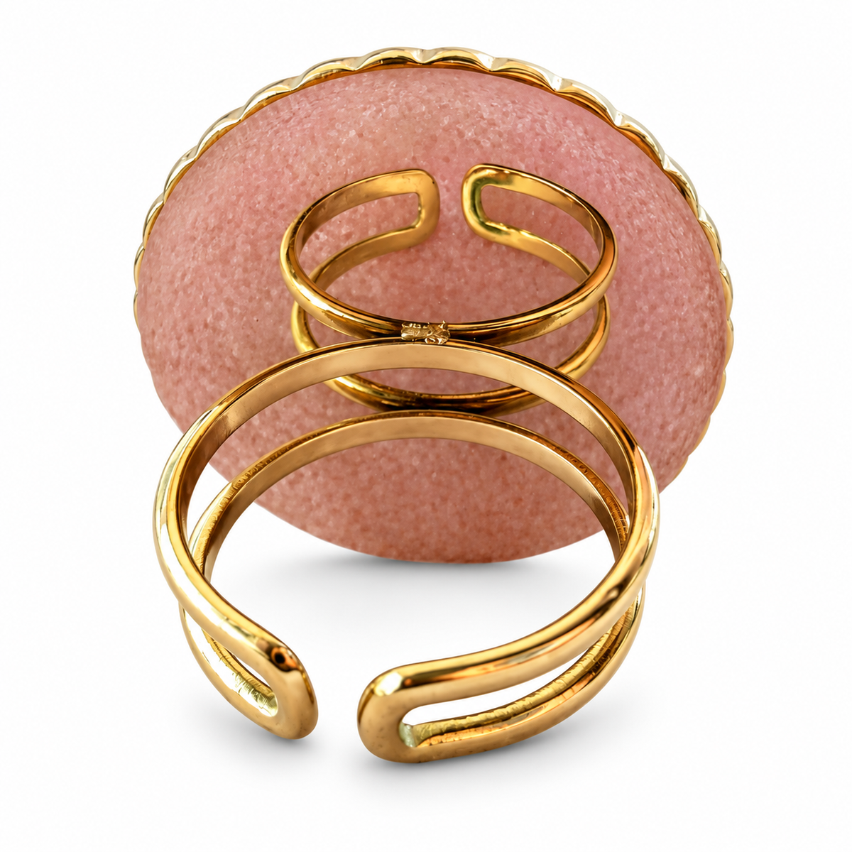 Gold Pink Stone Starfish Statement Ring back view