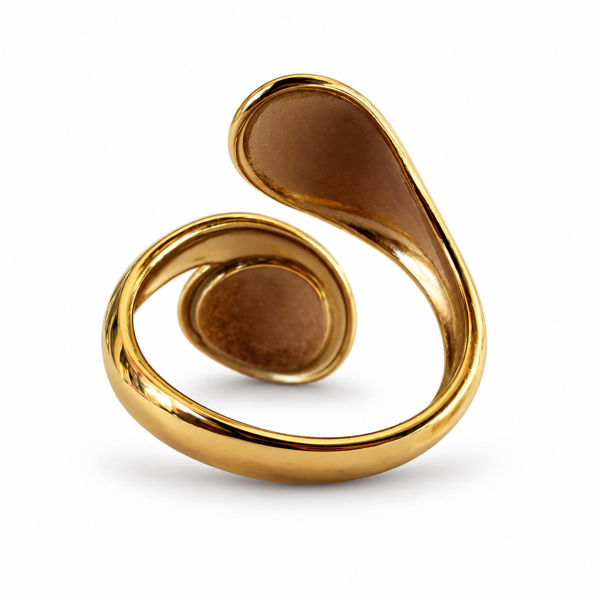 Gold natural stone chip swirl ring back view