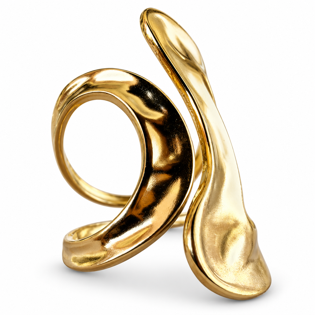 Gold Sculptural Ribbon Wrap Ring side view