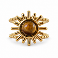 Gold Tiger Eye Sunburst Cuff Ring front view