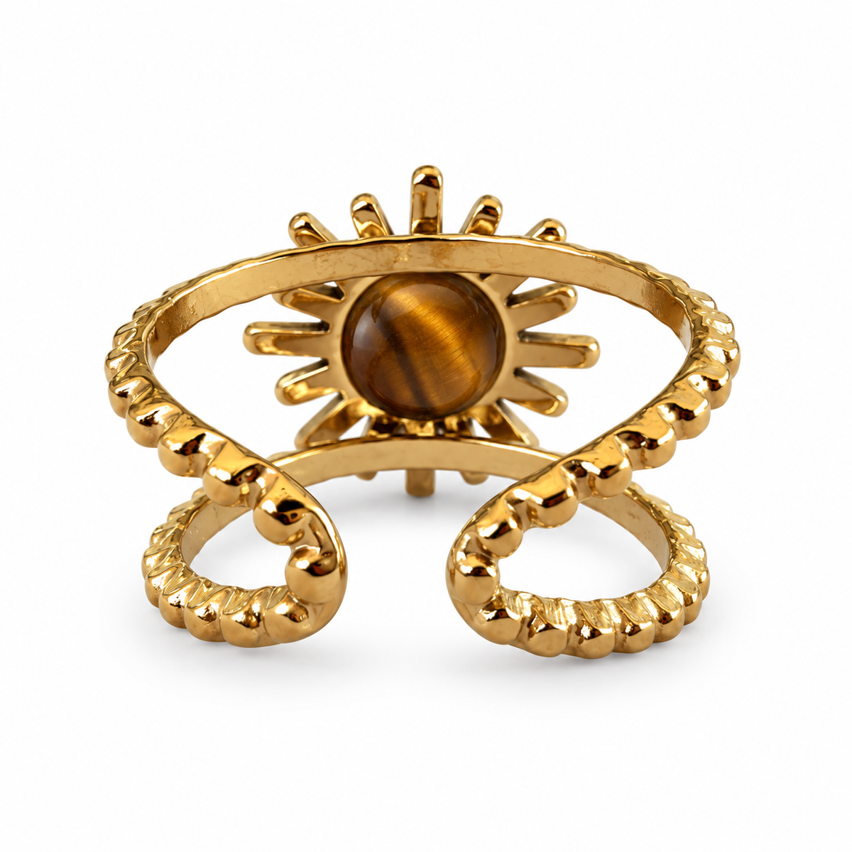 Gold Tiger Eye Sunburst Cuff Ring alternate view