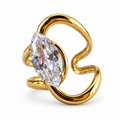 Gold Marquise Crystal Sculptural Wrap Ring front view