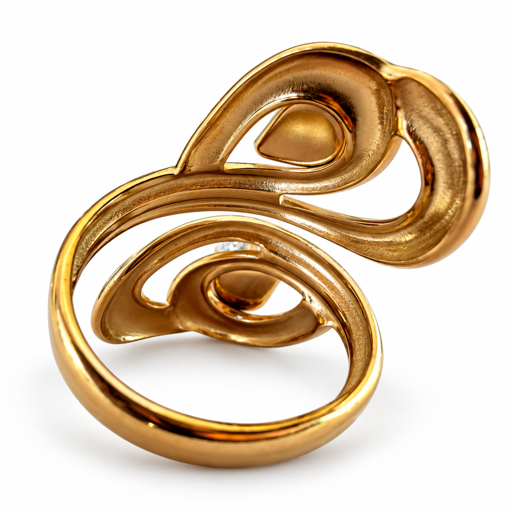 Gold Pear Crystal Swirl Statement Ring alternate view