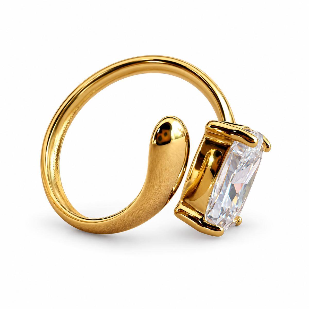 Gold Cushion Crystal Bypass Ring - view 2