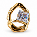 Gold Square Crystal Organic Frame Ring - view 1