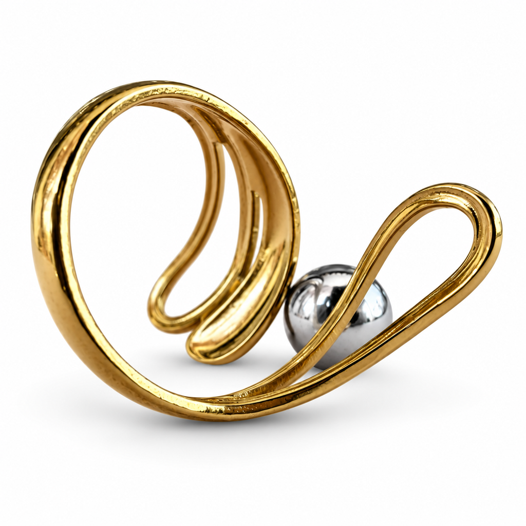 Gold Silver Sphere Multi-Loop Ring - view 3