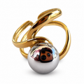 Gold Silver Sphere Double-Loop Bypass Ring - view 1