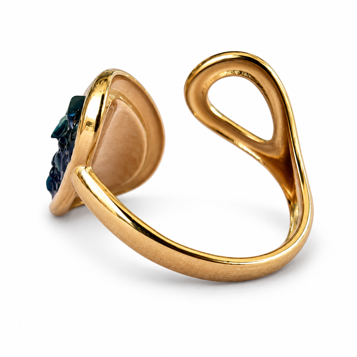 Gold Malachite Chip Oval Bypass Ring - view 3