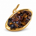 Gold Tiger Eye Chip Oval Bypass Ring - view 1