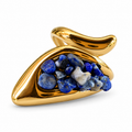 Gold Lapis Chip Sculptural Triangle Ring - view 1