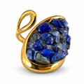 Gold Lapis Chip Oval Bypass Ring - view 1