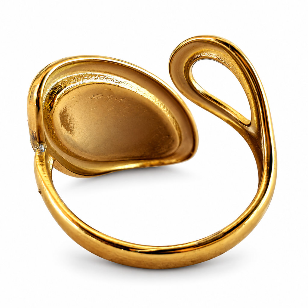 Gold Lapis Chip Oval Bypass Ring - view 3