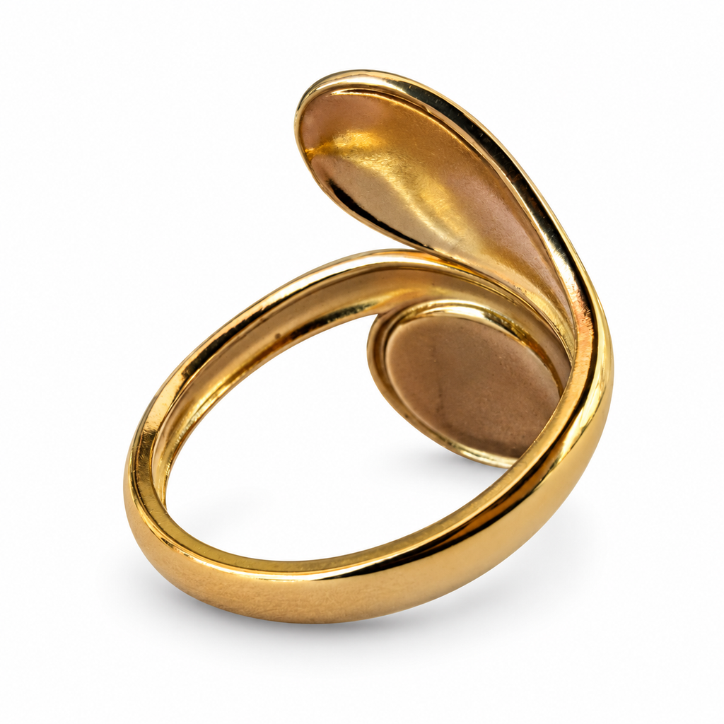 Gold Lapis Chip Round Sculptural Bypass Ring - view 3