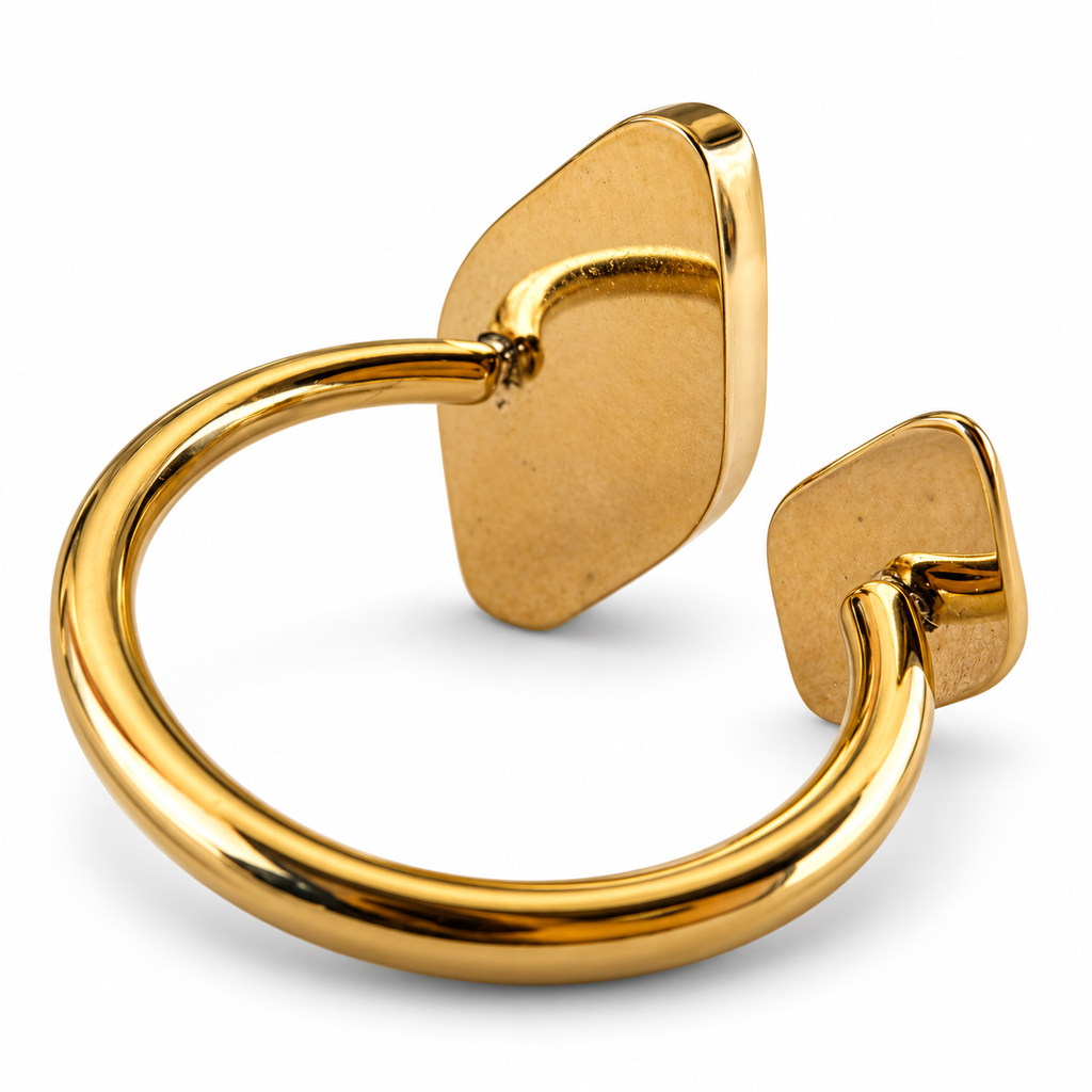 Gold Square Baroque Pearl Bypass Ring - view 3