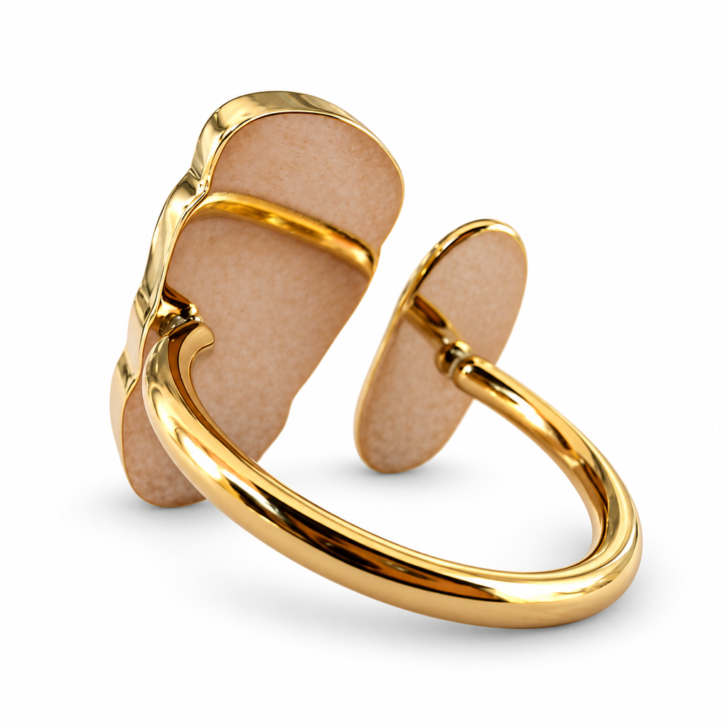 Gold Long Baroque Pearl Open Ring - view 3