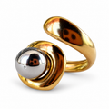 Gold Silver Sphere Sculptural Bypass Ring - view 1