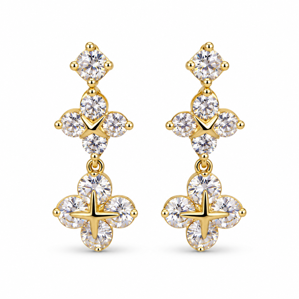 Crystal Floral Drop Earrings - view 1