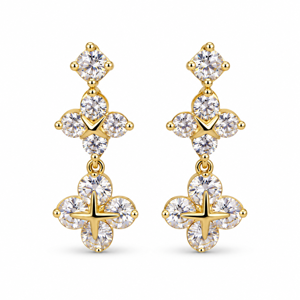 Crystal Floral Drop Earrings - view 1