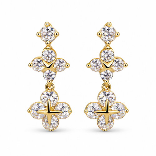 Crystal Floral Drop Earrings - view 1