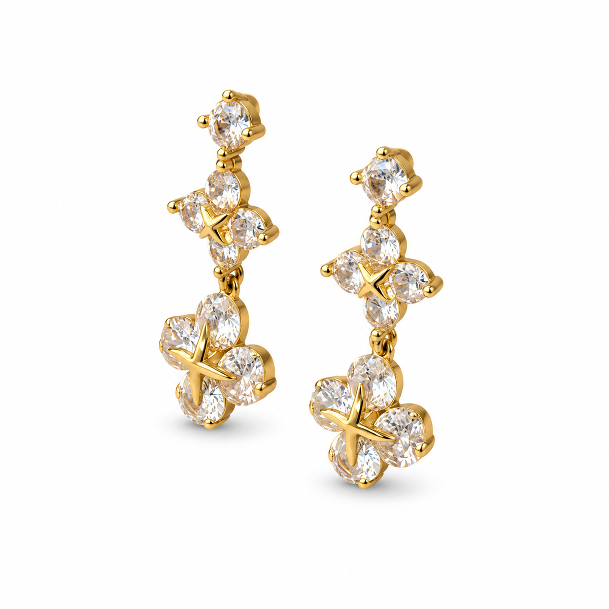 Crystal Floral Drop Earrings - view 2