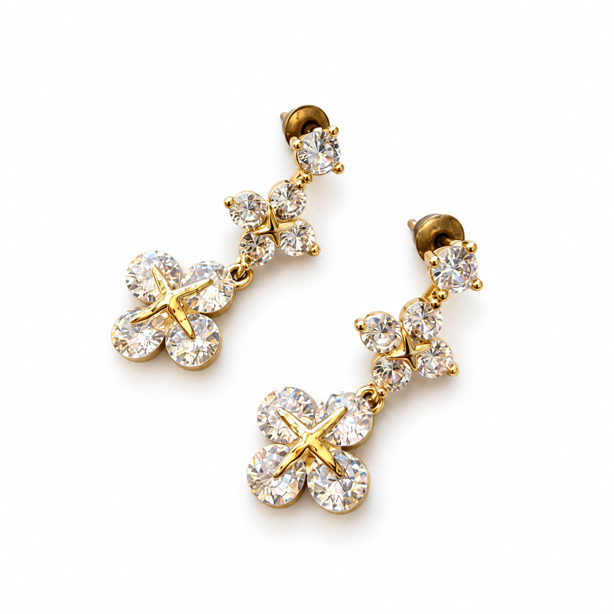 Crystal Floral Drop Earrings - view 3