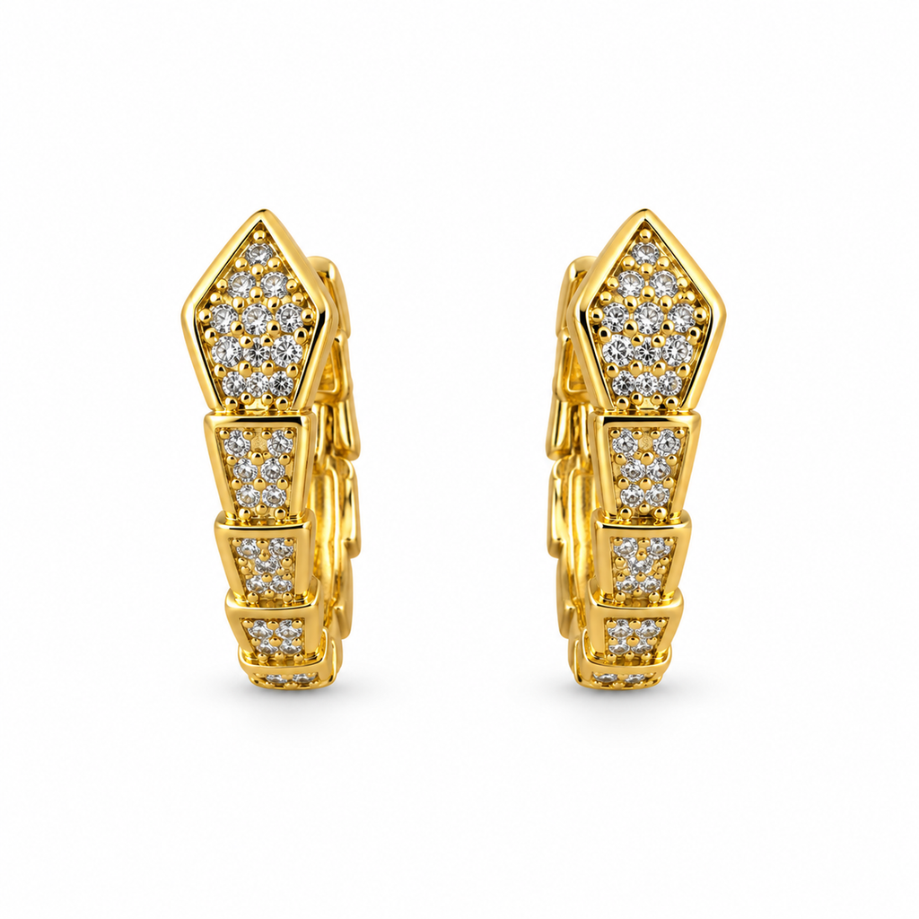 Geometric Baguette Crystal Hoop Earrings - view 1