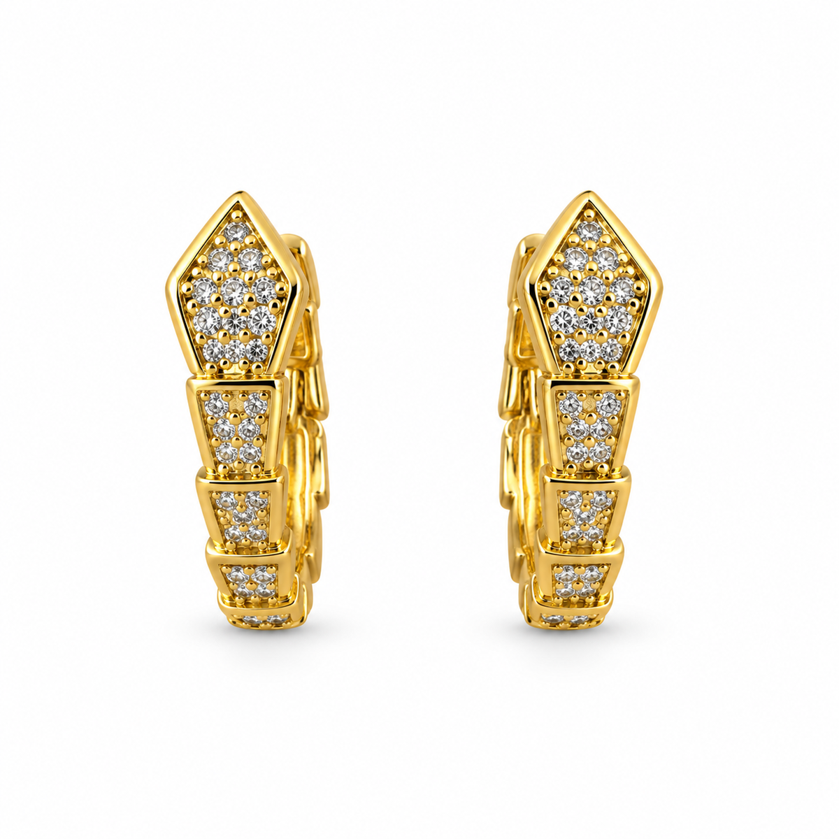 Geometric Baguette Crystal Hoop Earrings - view 1