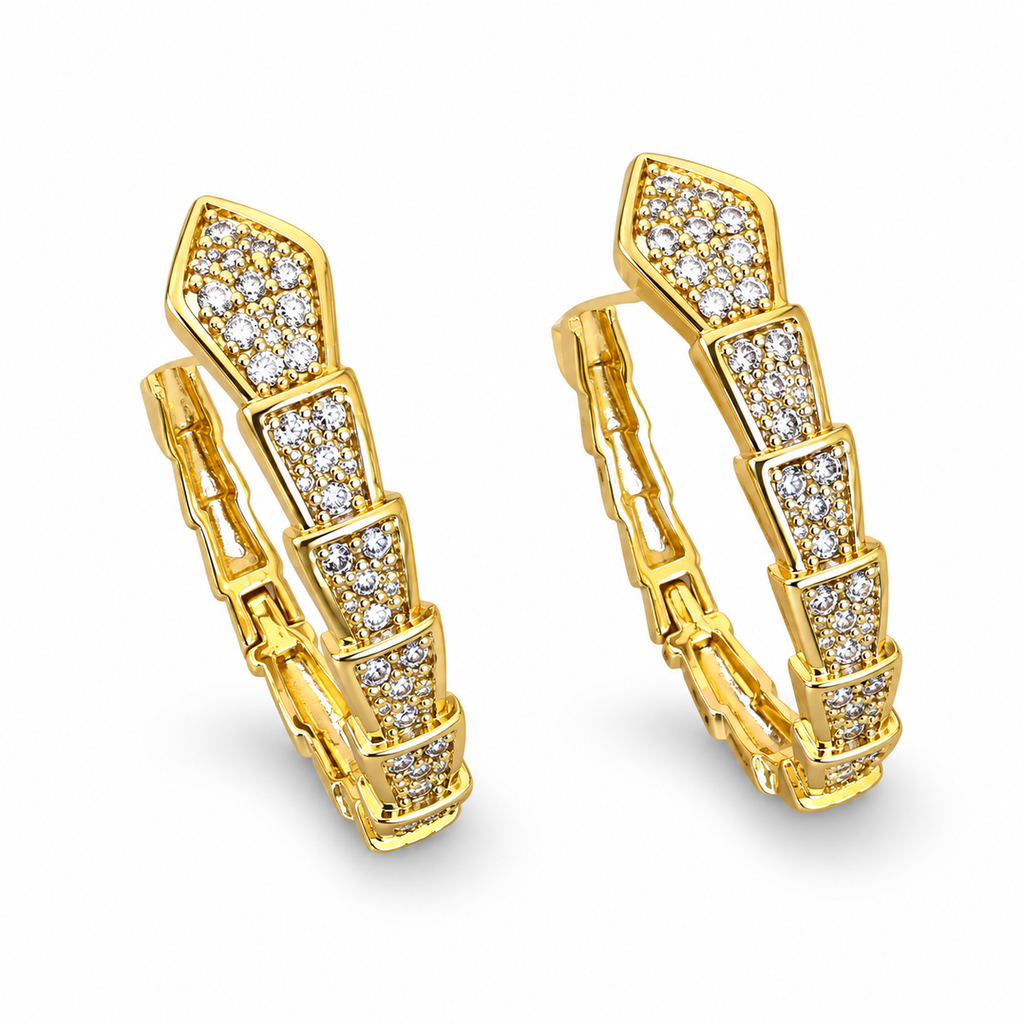 Geometric Baguette Crystal Hoop Earrings - view 2
