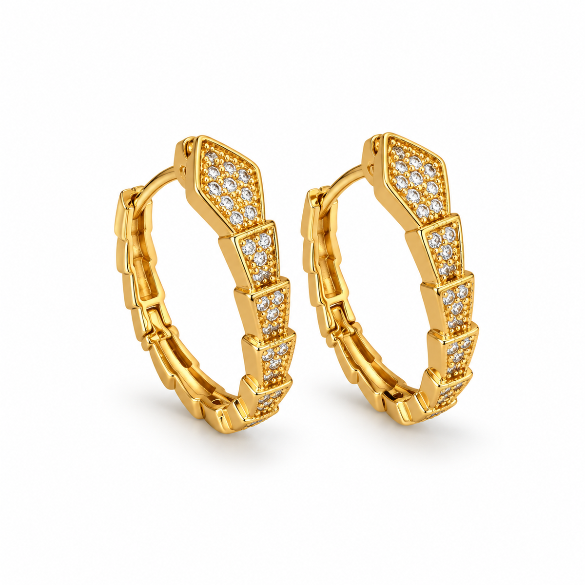 Geometric Baguette Crystal Hoop Earrings - view 3