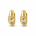 Gold Baguette Crystal Huggie Earrings - view 1